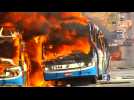 Demonstrators burn Brazilian buses