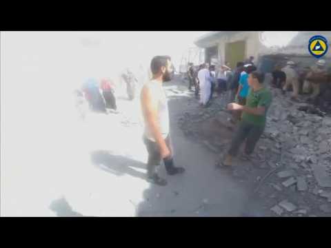 Syrian amateur video shows air strikes aftermath allegedly carried out by regime