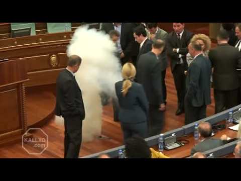 Kosovo lawmaker sets off smoke bombs to protest Serbia deal