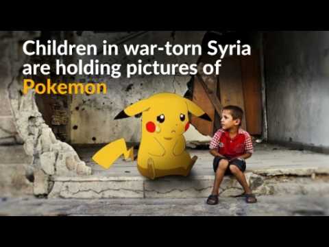 Save us, say Syrian children holding Pokemon pictures
