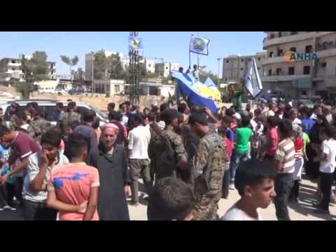 Manbij residents celebrate after IS militants flee Syrian town