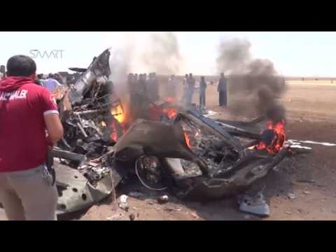 Amateur video purports to show wreckage of helicopter downed in Syria