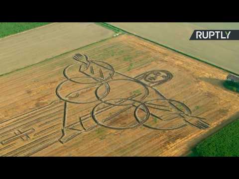 Ready for Rio? Italian Land Artist Uses Tractor to Plough Giant Olympics Tribute