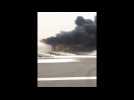Emirates plane catches fire after emergency landing in Dubai - amateur video