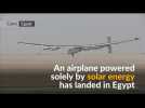 Solar plane lands in Egypt on penultimate leg of world tour