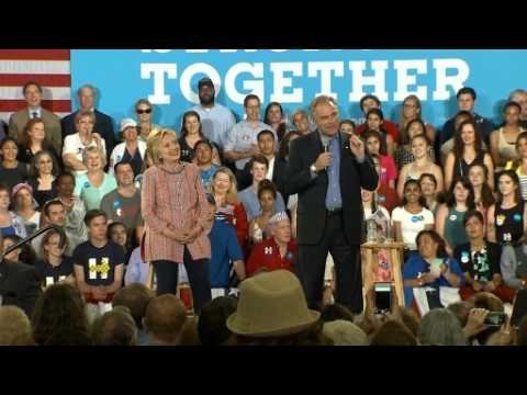 Clinton campaigns with Sen. Tim Kaine, possible VP pick