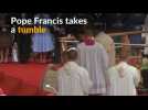 Pope Francis tumbles at World Youth Day ceremony