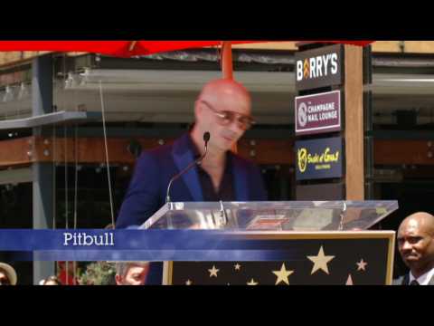 Pitbull Chokes Up On The Walk Of Fame