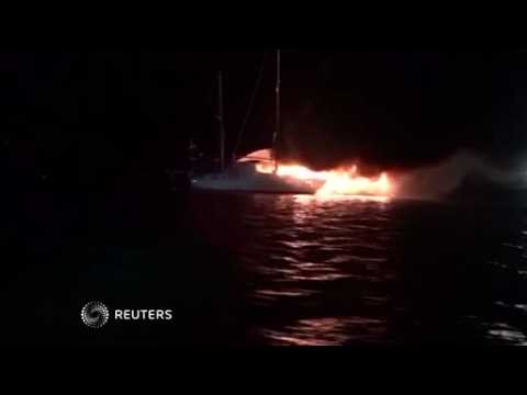 Coast Guard rescues man from burning boat