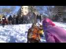 Epic snowball fight in Washington, D.C.