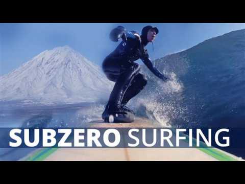 Sub zero surfing in the Siberian sea