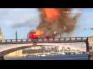 Bus explodes on a London bridge for movie stunt, shocks those nearby