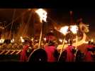 Scottish islanders don helmets for Viking fire festival