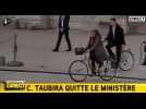 Christiane Taubira quitte le ministère de la Justice à vélo 