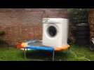 Trampoline bouncing washing machine video becomes a viral hit