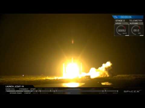 SpaceX rocket launches, then lands at sea