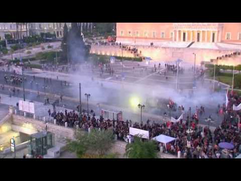 Greek police fire teargas at protesters