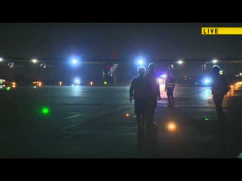 Solar-powered plane lands in Oklahoma