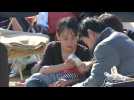 Evacuees camp outside after second Japan quake