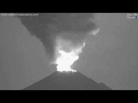 Mexico's Popocatepetl volcano erupts in fiery show