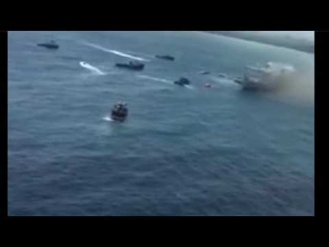 Puerto Rico Police release aerial footage of passenger ferry on fire