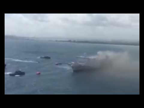 Police video shows Puerto Rico ferry on fire