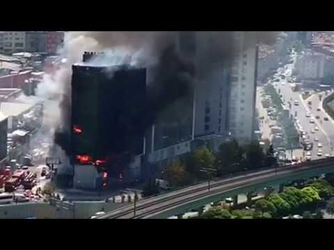 Istanbul high-rise burns in business center