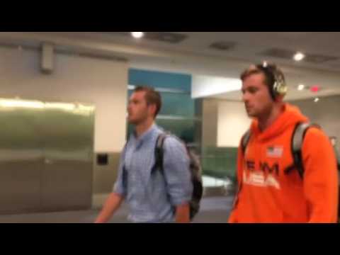 U.S. Olympic swimmers Conger and Bentz arrive in Miami