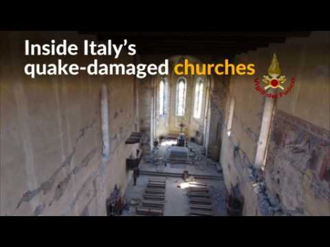 Drone's-eye view of Italy's quake-damaged churches