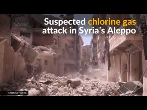 Dozens choke in suspected chlorine attack in Aleppo, monitors say