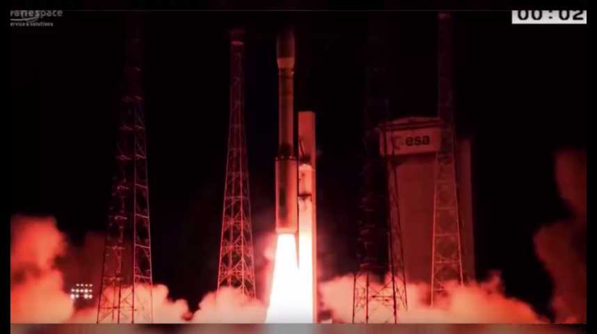 Illustration pour la vidéo Espace : la fusée Vega place 5 satellites en orbite