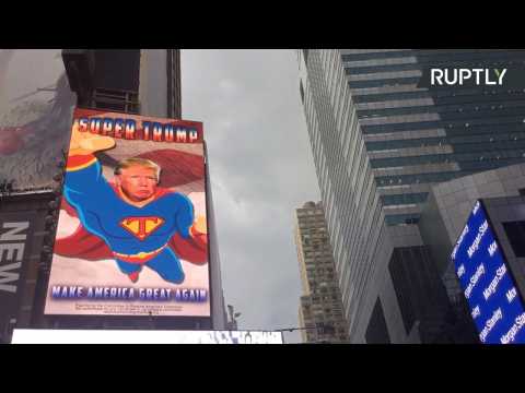It's a Bird... It's a Plane... No, It's the New Super Trump Ad in Times Square!