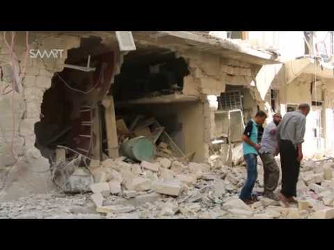 Destruction after air strikes on Aleppo - amateur video