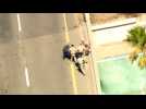 High speed chase drama ends at freeway ledge