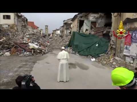 Pope prays by the rubble of Italian town hit by quake