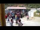 Amateur video shows protest, fire in Greek migrant camp