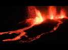 Reunion island volcano erupts in fiery display
