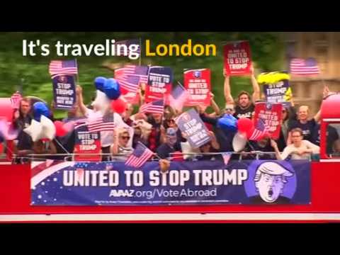 'Stop Trump' bus in London urges expats to vote