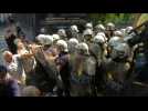 Athens pensioners take on police during protest