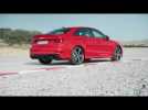 Audi RS 3 Sedan - Exterior Design in Red - Racetrack Trailer | AutoMotoTV