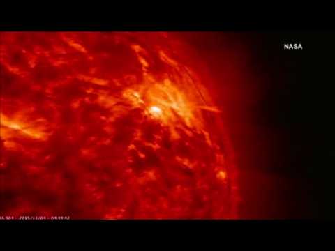 Solar flares erupt from the Sun's surface