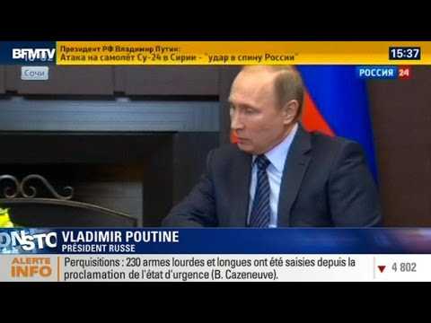 Avion Russe abattu : Poutine dénonce un "coup de poignard dans le dos" - ZAPPING ACTU DU 25/11/2015