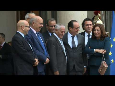 Nobel Peace Prize winners meet French President Hollande