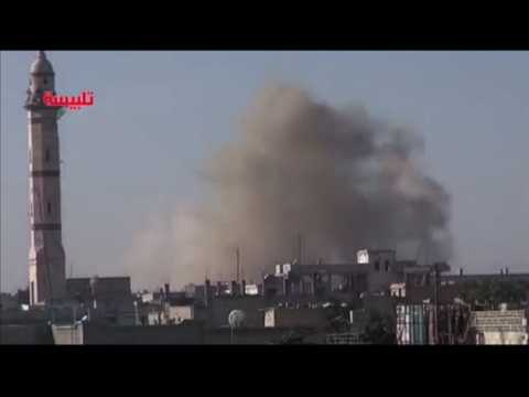 Syrian rebel enclave of Talbiseh pounded more - amateur video