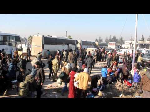 Aleppo residents arrive in rebel-held territory after evacuation
