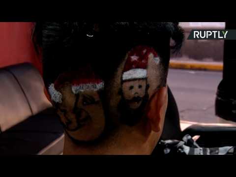 Hairy Christmas! Lima Barbershop Offers Colorful Festive Cuts to Customers