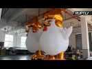Chinese Factory Shows Creates Giant 'Super Trump' Chicken Balloons
