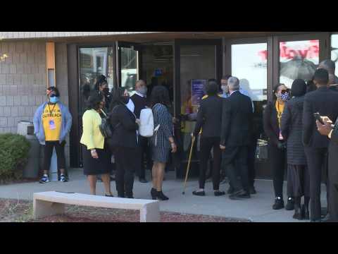 People arrive for the funeral of Daunte Wright in Minneapolis