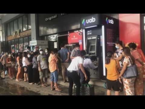 Queues at Yangon ATMs in search of cash