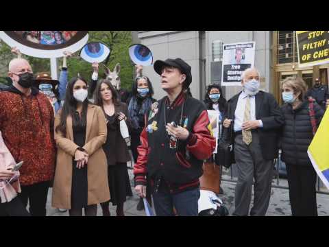 Protest in support of attorney Steven Donziger in front of the federal court in Manhattan